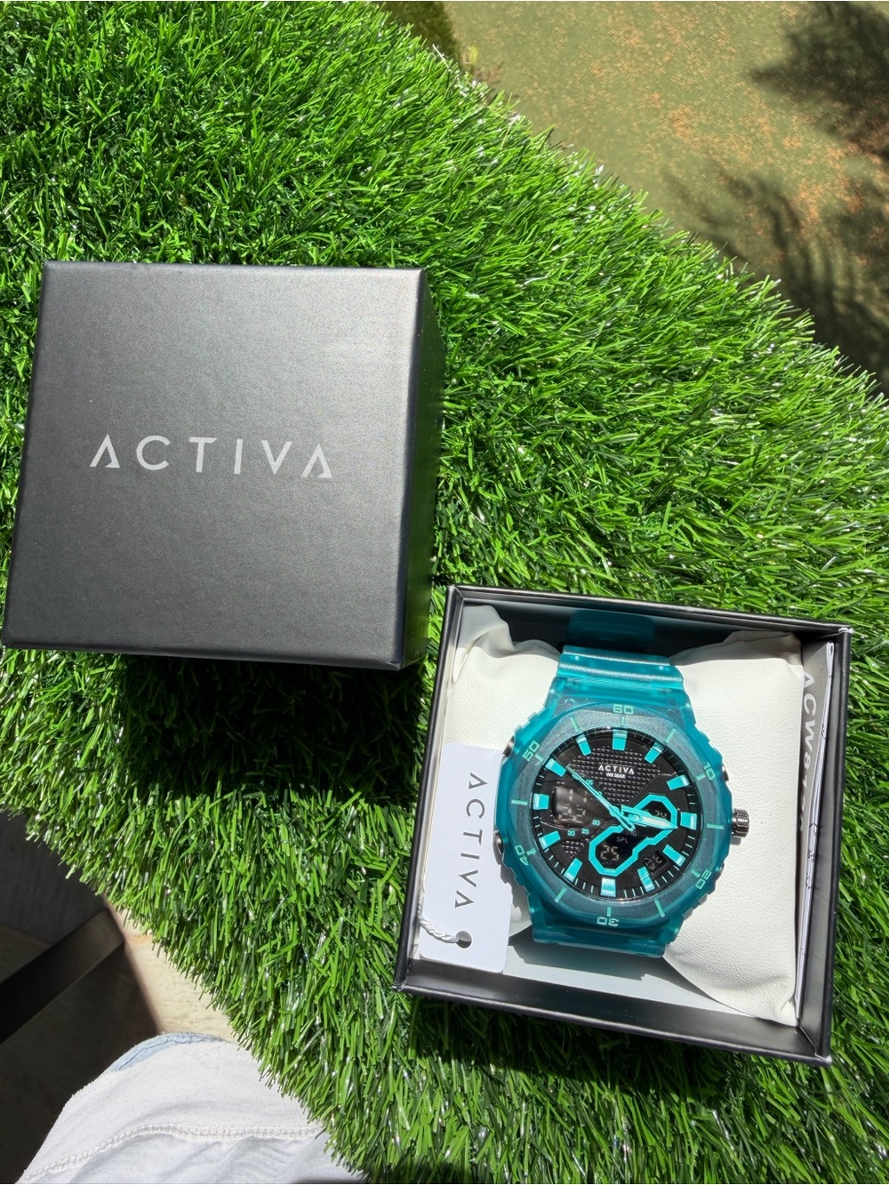 New in Box Activa Teal Translucent Analog-Digital Sports Watch - Model ACW8120